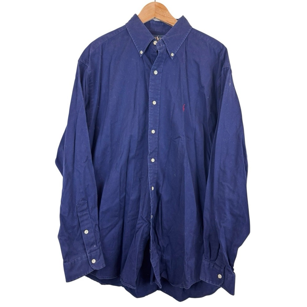 Ralph‎ Lauren Blake Button Down 100% Cotton Men's Size L Blue With Red Pony